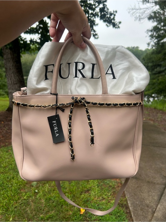 Furla Handbags - Furla Blush Pink Leather Tote Crossbody Bag Chain Detail Dust Bag - Read Details